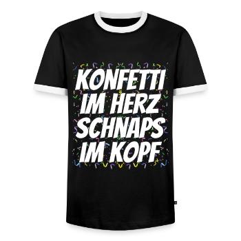 Carnival Confetti Saying - Men's Ringer Shirt - black/white - Front - AI Model Female 172 light (172cm) & AI Model Male 178 light (178cm)