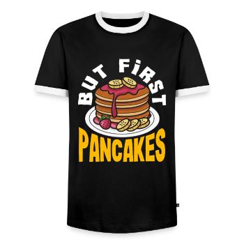 Pancakes but only breakfast pleasure - Men's Ringer Shirt - black/white - Front - AI Model Female 172 light (172cm) & AI Model Male 178 light (178cm)