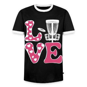 Disc Golf Dire Sports Drôle Disc Golf Cadeau - T-shirt contrasté Homme - noir/blanc - Devant - AI Model Female 172 light (172cm) & AI Model Male 178 light (178cm)