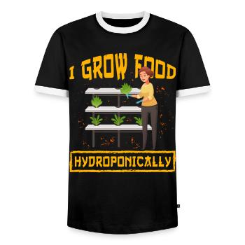I grow food Hydroponics - Men's Ringer Shirt - black/white - Front - AI Model Female 172 light (172cm) & AI Model Male 178 light (178cm)