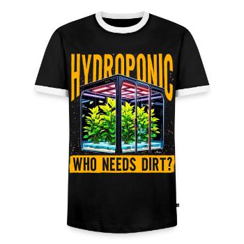 Hydroponic who needs dirt? - Men's Ringer Shirt - black/white - Front - AI Model Female 172 light (172cm) & AI Model Male 178 light (178cm)