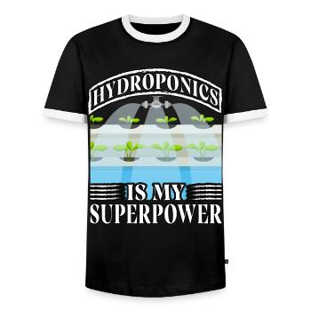 Hydroponics is my superpower - Men's Ringer Shirt - black/white - Front - AI Model Female 172 light (172cm) & AI Model Male 178 light (178cm)