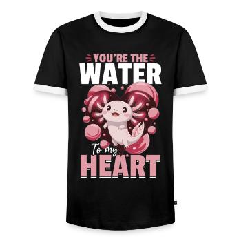 Cute Axolotl Valentins Day - Männer Kontrast-T-Shirt - Schwarz/Weiß - Vorne - AI Model Female 172 light (172cm) & AI Model Male 178 light (178cm)