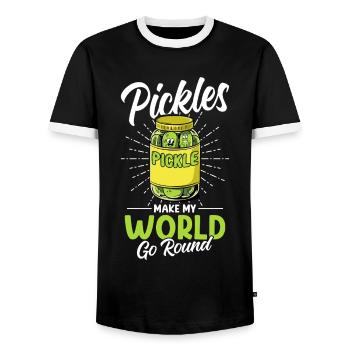 Pickle Pickle Pickle - Men's Ringer Shirt - black/white - Front - AI Model Female 172 light (172cm) & AI Model Male 178 light (178cm)