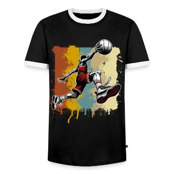 Basketball Basketballer - Männer Kontrast-T-Shirt - Schwarz/Weiß - Vorne - AI Model Female 172 light (172cm) & AI Model Male 178 light (178cm)