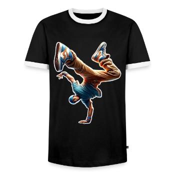 Breakdance - Männer Kontrast-T-Shirt - Schwarz/Weiß - Vorne - AI Model Female 172 light (172cm) & AI Model Male 178 light (178cm)