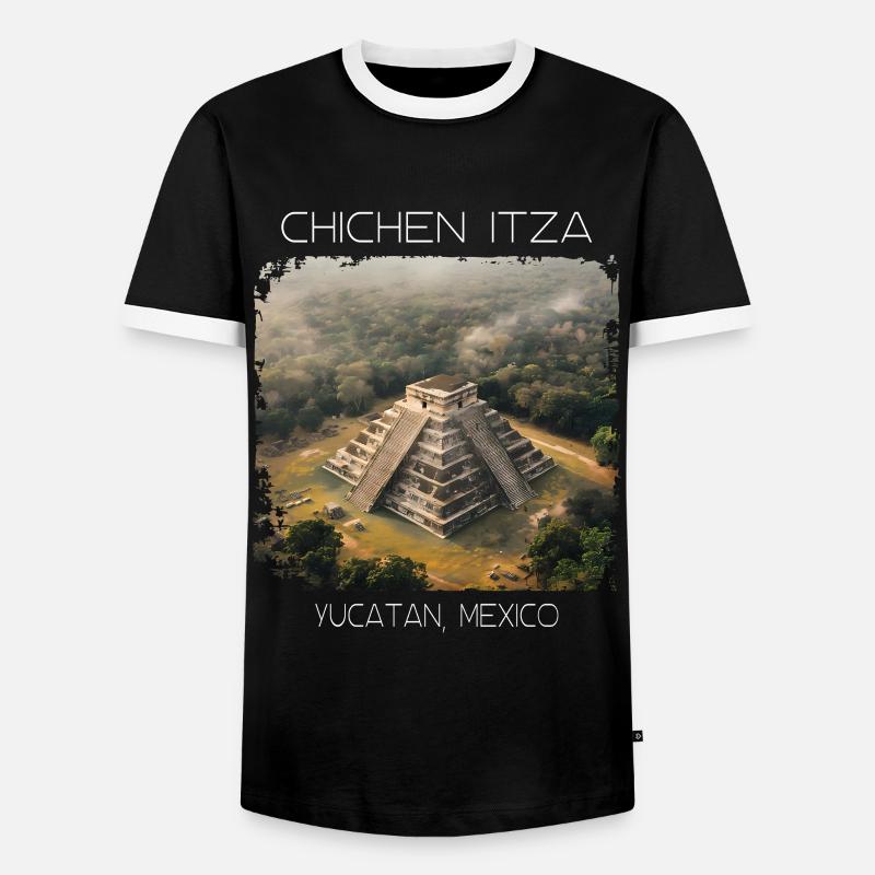 Chichén Itzá - Männer Kontrast-T-Shirt - Schwarz/Weiß
