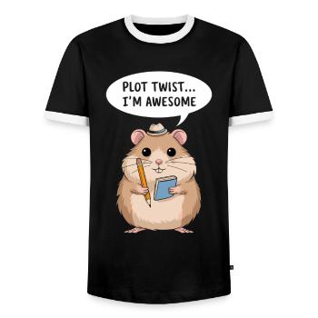 Hamster Autor: Plot Twist... Ich Bin Großartig - Männer Kontrast-T-Shirt - Schwarz/Weiß - Vorne - AI Model Female 172 light (172cm) & AI Model Male 178 light (178cm)