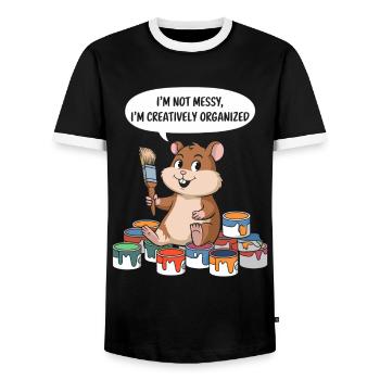 Artiste Peintre Créatif Organisé Cuter - T-shirt contrasté Homme - noir/blanc - Devant - AI Model Female 172 light (172cm) & AI Model Male 178 light (178cm)