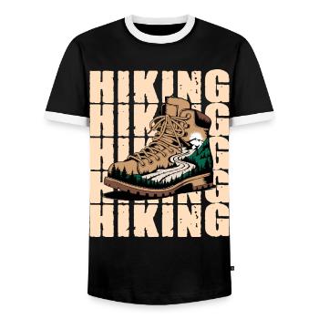 Explore the mountains with your hiking boots - Men's Ringer Shirt - black/white - Front - AI Model Female 172 light (172cm) & AI Model Male 178 light (178cm)