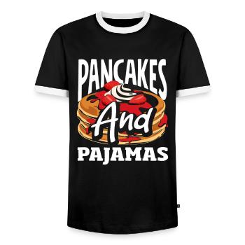 Pancakes Und Pyjamas Frühstücksfreude - Männer Kontrast-T-Shirt - Schwarz/Weiß - Vorne - AI Model Female 172 light (172cm) & AI Model Male 178 light (178cm)