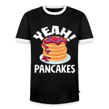 Des crêpes ! aux cerises et myrtilles - T-shirt contrasté Homme - noir/blanc - Devant - AI Model Female 172 light (172cm) & AI Model Male 178 light (178cm)