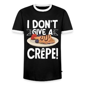 Crêpes que je ne donne pas de crêpe - T-shirt contrasté Homme - noir/blanc - Devant - AI Model Female 172 light (172cm) & AI Model Male 178 light (178cm)