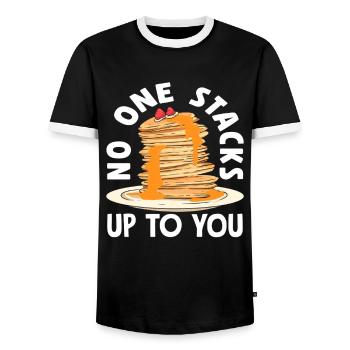 Pancakes Nobody Stacks Higher - Men's Ringer Shirt - black/white - Front - AI Model Female 172 light (172cm) & AI Model Male 178 light (178cm)
