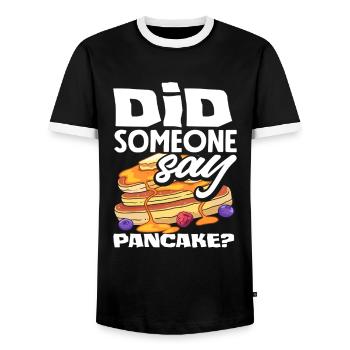 Crêpes Y a-t-il des crêpes ? - T-shirt contrasté Homme - noir/blanc - Devant - AI Model Female 172 light (172cm) & AI Model Male 178 light (178cm)