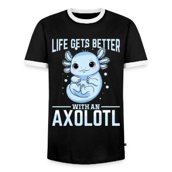 Cute Axolotl Life Gets Better with an Axolotl - Men's Ringer Shirt - black/white - Front - AI Model Female 172 light (172cm) & AI Model Male 178 light (178cm)