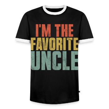 Best Uncle Proud Uncle Quote Humor - Men's Ringer Shirt - black/white - Front - AI Model Female 172 light (172cm) & AI Model Male 178 light (178cm)
