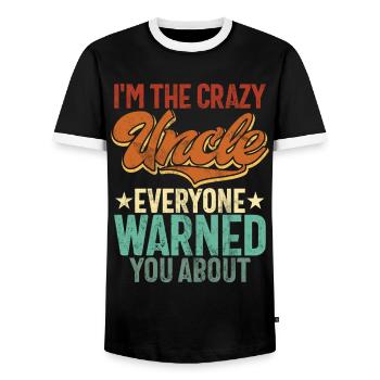Best Uncle Proud Uncle Quote Humor - Men's Ringer Shirt - black/white - Front - AI Model Female 172 light (172cm) & AI Model Male 178 light (178cm)