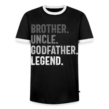 Best Uncle Proud Uncle Quote Humor - Men's Ringer Shirt - black/white - Front - AI Model Female 172 light (172cm) & AI Model Male 178 light (178cm)