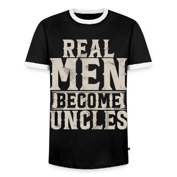 Best Uncle Proud Uncle Quote Humor - Men's Ringer Shirt - black/white - Front - AI Model Female 172 light (172cm) & AI Model Male 178 light (178cm)