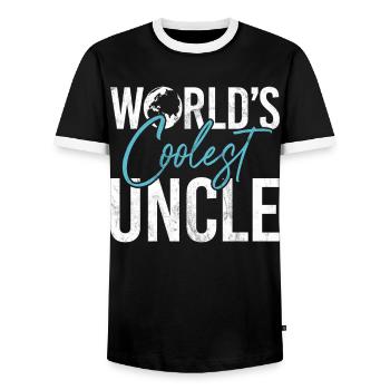 Best Uncle Proud Uncle Quote Humor - Men's Ringer Shirt - black/white - Front - AI Model Female 172 light (172cm) & AI Model Male 178 light (178cm)