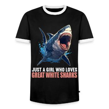 Great White Sharks Great White Shark - Men's Ringer Shirt - black/white - Front - AI Model Female 172 light (172cm) & AI Model Male 178 light (178cm)