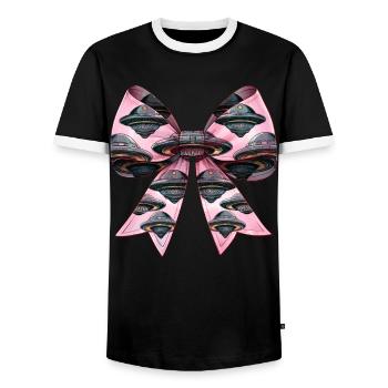 Coquette Bow Ufo Alien Mother's Day Band Mom Girl - Men's Ringer Shirt - black/white - Front - AI Model Female 172 light (172cm) & AI Model Male 178 light (178cm)