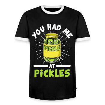 Pickle Pickle Pickle - Men's Ringer Shirt - black/white - Front - AI Model Female 172 light (172cm) & AI Model Male 178 light (178cm)