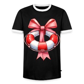 Coquette Bow Lifeguard Garde de piscine Rose - T-shirt contrasté Homme - noir/blanc - Devant - AI Model Female 172 light (172cm) & AI Model Male 178 light (178cm)