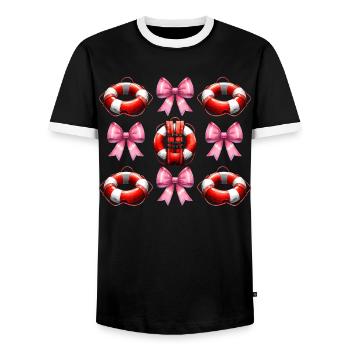 Coquette Bow Lifeguard Garde de piscine Rose - T-shirt contrasté Homme - noir/blanc - Devant - AI Model Female 172 light (172cm) & AI Model Male 178 light (178cm)