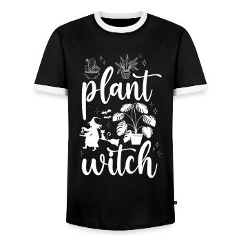 Plant Lover Gardening Halloween - Men's Ringer Shirt - black/white - Front - AI Model Female 172 light (172cm) & AI Model Male 178 light (178cm)