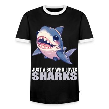 Requins Requin - T-shirt contrasté Homme - noir/blanc - Devant - AI Model Female 172 light (172cm) & AI Model Male 178 light (178cm)