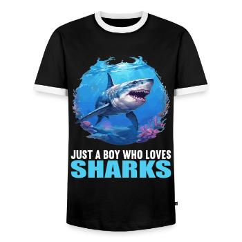 Requins Requin - T-shirt contrasté Homme - noir/blanc - Devant - AI Model Female 172 light (172cm) & AI Model Male 178 light (178cm)