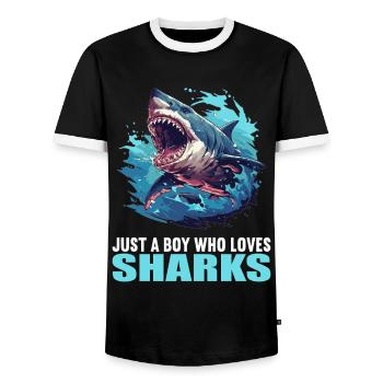 Requins Requin - T-shirt contrasté Homme - noir/blanc - Devant - AI Model Female 172 light (172cm) & AI Model Male 178 light (178cm)