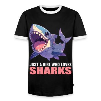 Sharks Shark - Men's Ringer Shirt - black/white - Front - AI Model Female 172 light (172cm) & AI Model Male 178 light (178cm)
