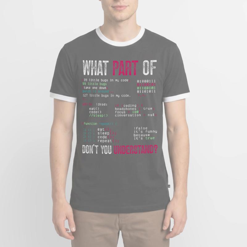 Programmierer Computercodierungssoftwareentwickler Männer Kontrast-T-Shirt