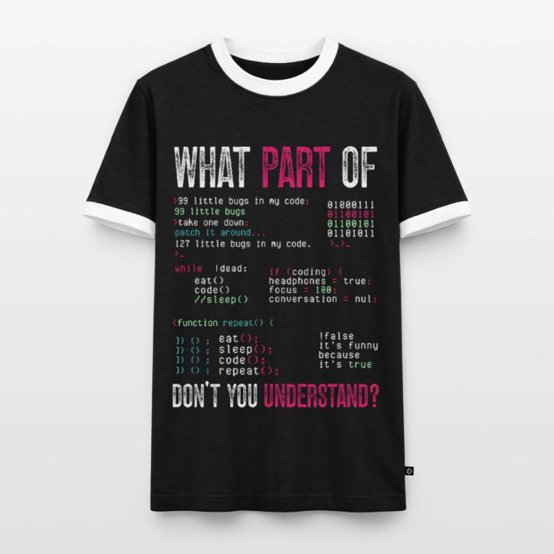 Programmierer Computercodierungssoftwareentwickler Männer Kontrast-T-Shirt