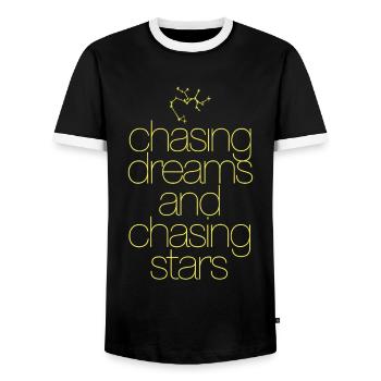 Sagittarius Zodiac Signs: Dreams and Chasing Stars - Men's Ringer Shirt - black/white - Front - AI Model Female 172 light (172cm) & AI Model Male 178 light (178cm)