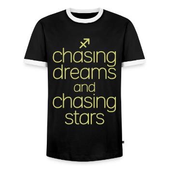 Sagittarius Zodiac Chasing Dreams Chasing Stars - Men's Ringer Shirt - black/white - Front - AI Model Female 172 light (172cm) & AI Model Male 178 light (178cm)