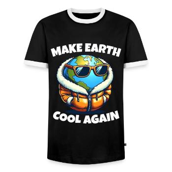 Make Earth Cool Again Climate Change Protest Demo - Men's Ringer Shirt - black/white - Front - AI Model Female 172 light (172cm) & AI Model Male 178 light (178cm)