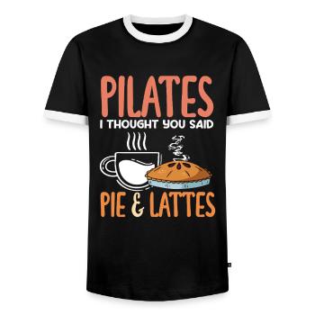 Pilates Je croyais que vous aviez dit tarte & lattes - T-shirt contrasté Homme - noir/blanc - Devant - AI Model Female 172 light (172cm) & AI Model Male 178 light (178cm)