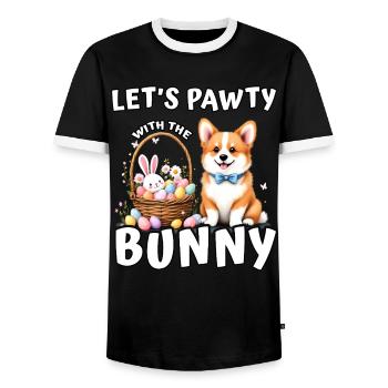 Let's pawty with the Bunny - Men's Ringer Shirt - black/white - Front - AI Model Female 172 light (172cm) & AI Model Male 178 light (178cm)