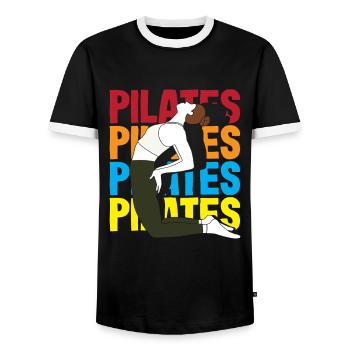 Motif coloré pour les amateurs de Pilates pour votre entraînement - T-shirt contrasté Homme - noir/blanc - Devant - AI Model Female 172 light (172cm) & AI Model Male 178 light (178cm)