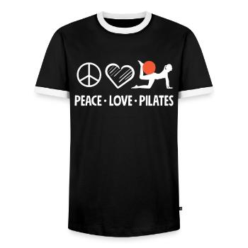 Pilates Paix Amour Pilates - T-shirt contrasté Homme - noir/blanc - Devant - AI Model Female 172 light (172cm) & AI Model Male 178 light (178cm)