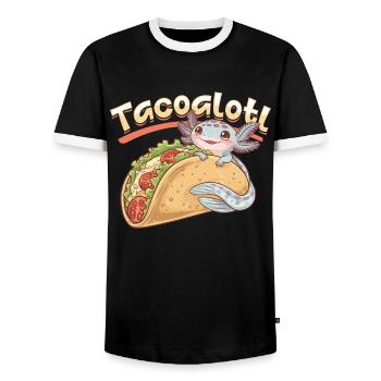 Cute Axolotl Taco Tacoalotl Cinco de Mayo - Men's Ringer Shirt - black/white - Front - AI Model Female 172 light (172cm) & AI Model Male 178 light (178cm)