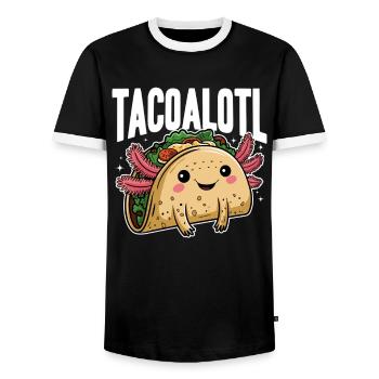 Cute Axolotl Taco Tacoalotl Cinco de Mayo - Men's Ringer Shirt - black/white - Front - AI Model Female 172 light (172cm) & AI Model Male 178 light (178cm)
