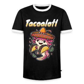Cute Axolotl Taco Tacoalotl Cinco de Mayo - Men's Ringer Shirt - black/white - Front - AI Model Female 172 light (172cm) & AI Model Male 178 light (178cm)