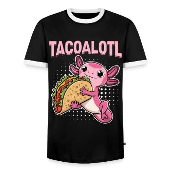 Cute Axolotl Taco Tacoalotl Cinco de Mayo - Men's Ringer Shirt - black/white - Front - AI Model Female 172 light (172cm) & AI Model Male 178 light (178cm)
