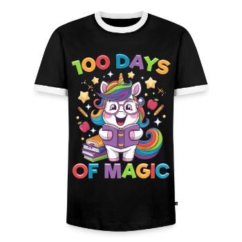 Cute Unicorn Rainbow 100 Days of School - Männer Kontrast-T-Shirt - Schwarz/Weiß - Vorne - AI Model Female 172 light (172cm) & AI Model Male 178 light (178cm)
