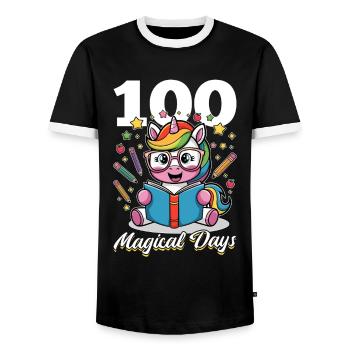 Cute Unicorn Rainbow 100 Days of School - Männer Kontrast-T-Shirt - Schwarz/Weiß - Vorne - AI Model Female 172 light (172cm) & AI Model Male 178 light (178cm)